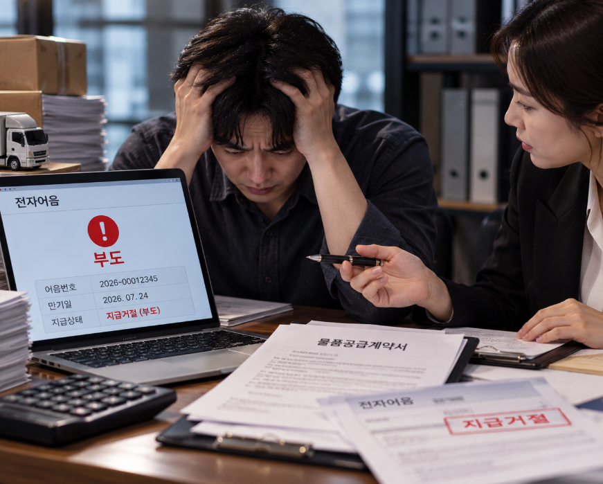 가산 물품대금 미지급, 전자어음이 부도나면 어떻게 회수할까요?